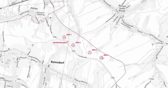 Übersichtsplan Windpark Reinsdorf/Mülsen